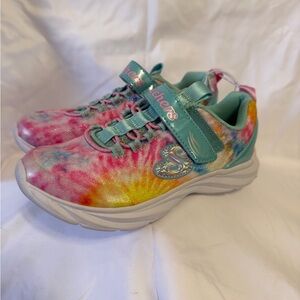 Skechers Kids' Tie-Dye Sneakers - Pink, Yellow, and Blue